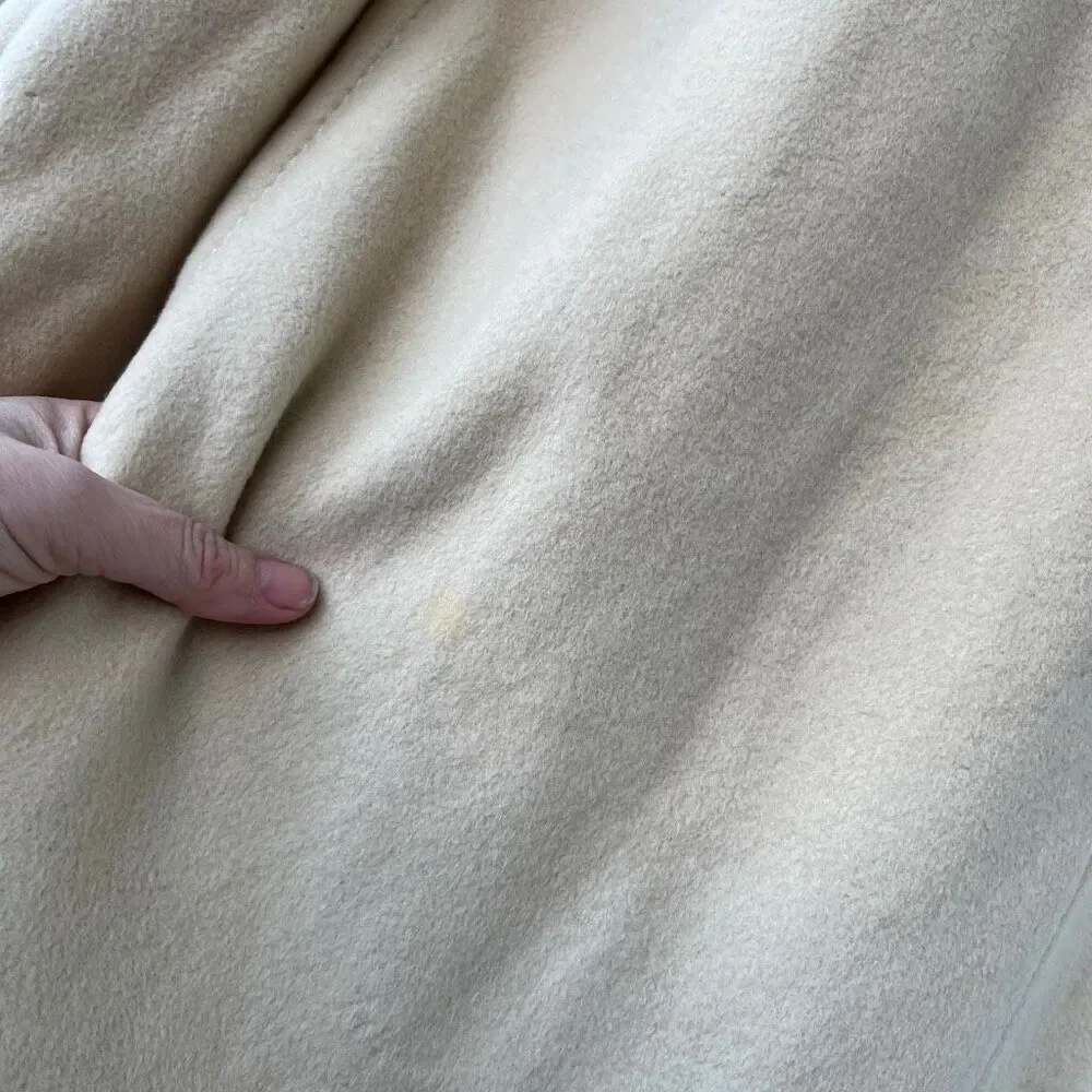 VTG 50s Lorendale 100% Cashmere Ivory Wrap Coat Portrait Collar S/M